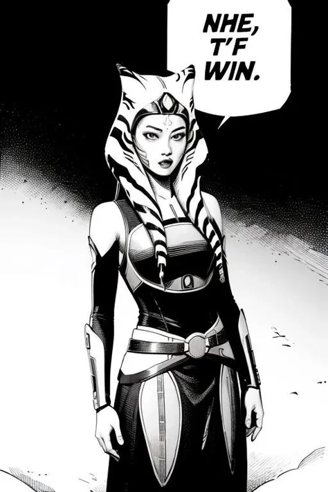 nahidwin, speech bubble, english text, 
close-up, ahsoka_rebels
sepia colour comic illustration, nice style,