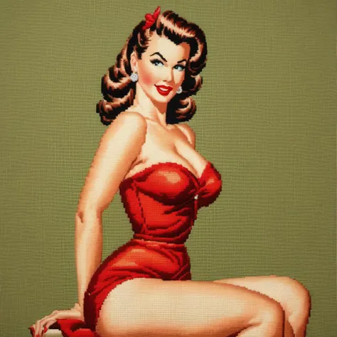 20 years old Girl sitting on fance of the farm, No Bra, No Panties, medium breast, shining skin, dramatic lighting, pin up style, sexy, surprised, , colorful , masterpieces, illustrated, shining skin, detailed face, Medium breast. tight body. red hair, Illustrated BY Zoe Mozert, pinup art byZoe Mozert, vintage pin up, illustrated by Zoe Mozert, girl pinup, pinup girl, pin-up poster girl, pin up girl, pinup, pin - up girl, Detailed face, Detailed Hands, Detailed legs,