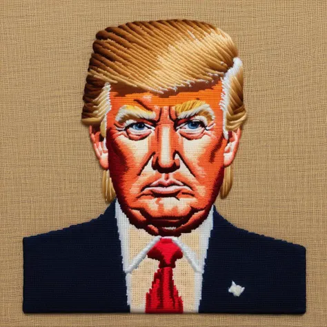 a photo of <lora:Needlepoint:1>Needlepoint - 8k, very simple, donald trump