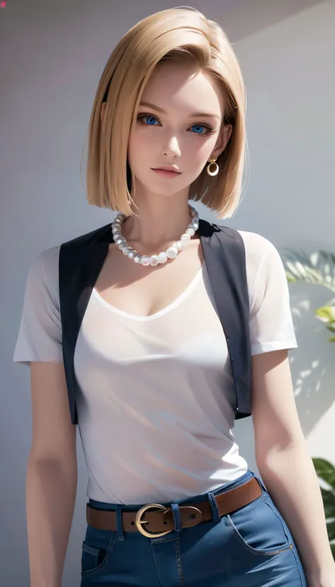 8k, real picture, intricate details, ultra-detailed,(photorealistic),
<lora:android_18_v110:0.6> and18, 1girl, android 18, blonde hair, blue eyes, belt, jeans, pearl_necklace, bracelet, black gloves, white shirt, short hair, short sleeves, earrings, blue pants, open vest, black vest,
<lora:lora-dim16-peace_revAnimated:0.8> peace, sign