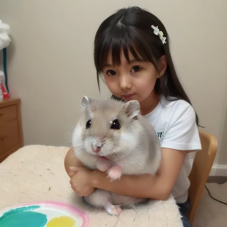 cute, 1girl, hamster, inpaint