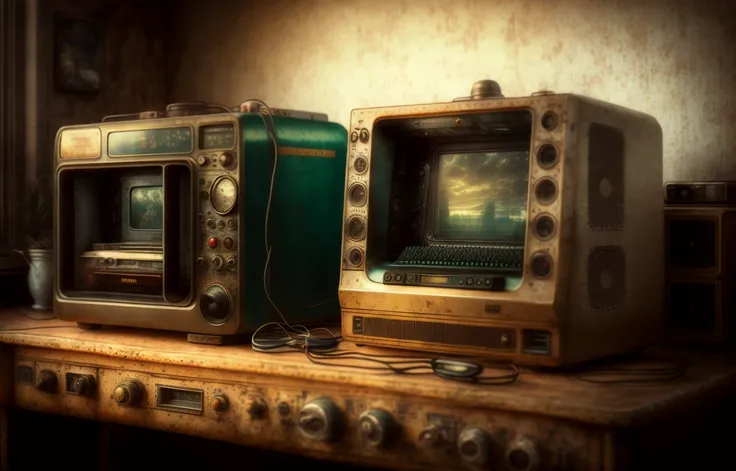 analog style, old, computer, realistic, hdr, photography