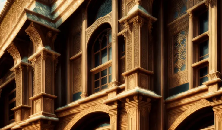 A close-up of intricate architectural details on a historical building
