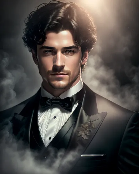 a handsome man wearing a tuxedo, portrait by annie leibovitz. studio lighting photography high quality highly detailed 8 k photorealistic digital art trending on flickr in the style of rembrandt and caravaggio - n 4 s 3 5 0 7 9 1 2 6 dlsr hq intricate details ultra realistic unreal engine octane render cinematic light volumetric shadows dramatic natural sunlight foggy weather misty atmosphere realism