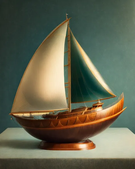 centered detailed of a art deco sailboat in the shape oculus, late 17th century