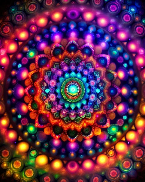 A Mandala with psicadelic lights