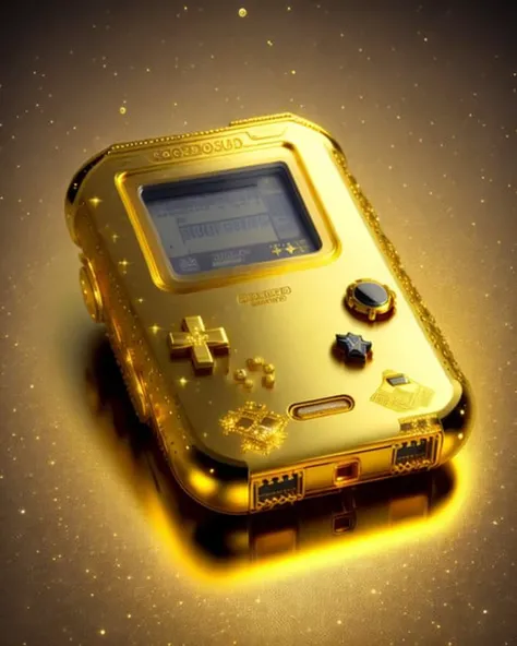 a game boy made of gold and diamonds