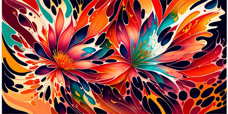 fluid art painting of a flower, professional grade award winning talent, dreamy autumn color palette, bendy and curvy shapes, artistic expressionist flower, (distinct outline of a flower:1.3), (distinct flower shape:1.3)