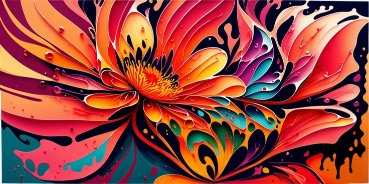fluid art painting of a flower, professional grade award winning talent, dreamy autumn color palette, bendy and curvy shapes, artistic expressionist flower, (distinct outline of a flower:1.3), (distinct flower shape:1.3)