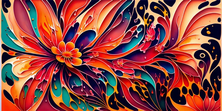 fluid art painting of a flower, professional grade award winning talent, dreamy autumn color palette, bendy and curvy shapes, artistic expressionist flower, (distinct outline of a flower:1.3), (distinct flower shape:1.3)
