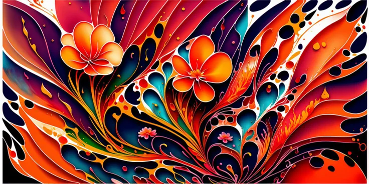 fluid art painting of a flower, professional grade award winning talent, dreamy autumn color palette, bendy and curvy shapes, artistic expressionist flower, (distinct outline of a flower:1.3), (distinct flower shape:1.3)