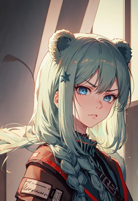 best quality, masterpiece, highres, solo, (istina_arknights:1.10), angry, annoyed, portrait, looking at viewer, 32 <lora:istina_arknights:0.80>