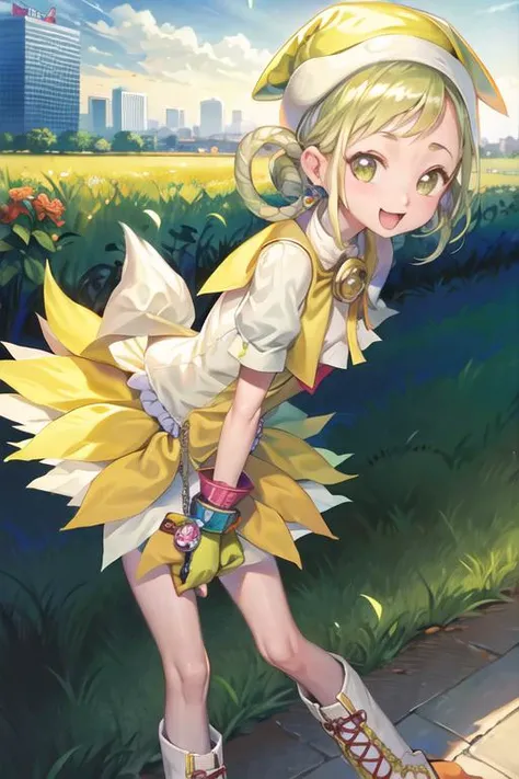 ojaskmmkmgc, walking, smile, city <lora:asuka-momoko-witch:1>