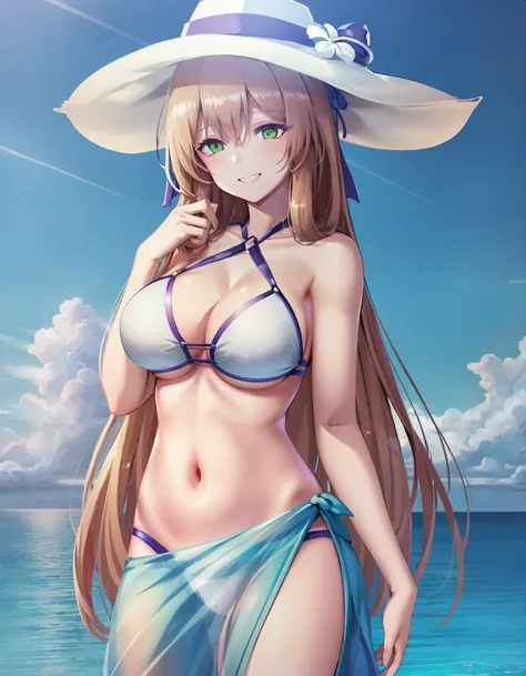 (extremely detailed CG unity 8k wallpaper),(masterpiece), (best quality), (ultra-detailed), (best illustration),(best shadow), cowboy shot, beach background
,BREAK
springfieldswimsuit, lovely smile,
<lora:(p)Springfield:1>