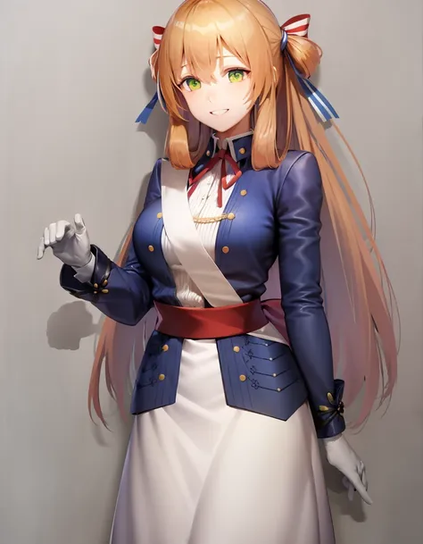 (extremely detailed CG unity 8k wallpaper),(masterpiece), (best quality), (ultra-detailed), (best illustration),(best shadow), cowboy shot, standing
,BREAK
springfield, lovely smile
<lora:(p)Springfield:1>