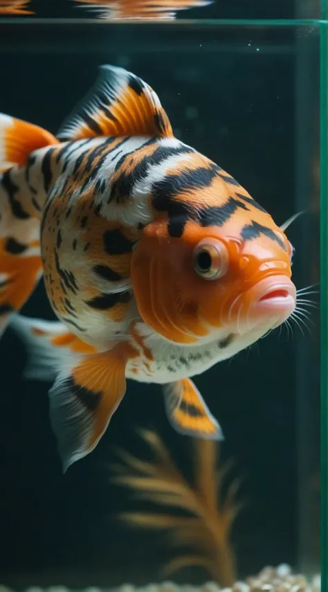 wanap a goldfish in the aquarium covered with tiger fur, cinematic <lora:wanapi:1>