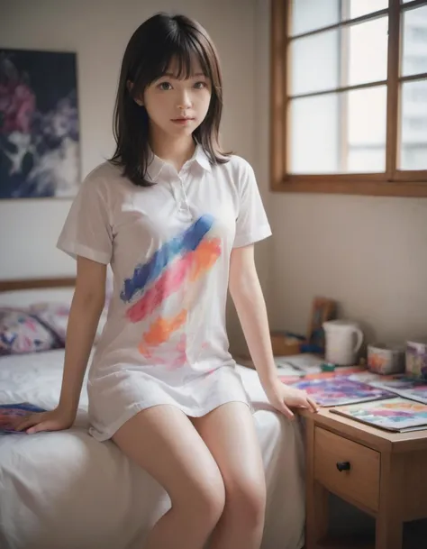 A very nogizaka girl with art painted naked