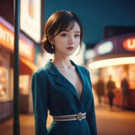 girl,fullbody, Unity Engine, surreal, Conversational small Atomic Age Female, background is [Glasgow|Dune], tilt shift, Cel shading, Light, Vivid Colors, 64K,dynamic pose,