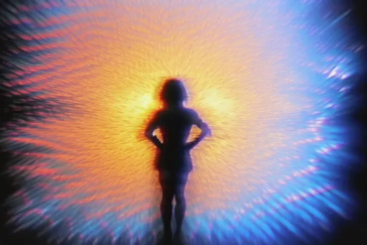 <lora:AnalogDistortion:0.7>, AnalogDistortion, close up of a person standing in front of an explosion of blue light,  fujicolor,