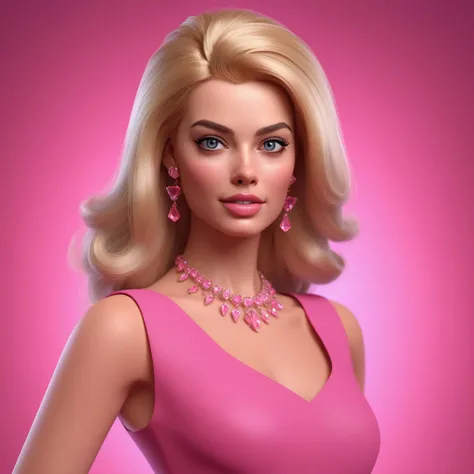 Portrait of (ohwx woman) <lora:margot_lora_sdxl_v1-000006:1> as Barbie, pink dress, fantasy, highly detailed, digital painting, artstation, concept art, sharp focus, illustration, art by Tony Sart and artgerm and randy vargas