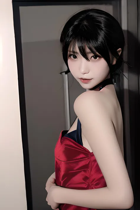 (masuter piece:1.3)、(8K、Photorealsitic、Raw photography、top-quality: 1.4)、(1girl in)、Russian beautiful girl、beautiful countenance、(Lifelike face)、(A dark-haired、short-hair:1.3)、Beautiful hairstyle、realisticeyes、Beautiful details、(real looking skin)、Beautiful skins、absurderes、enticing、超A high resolution、A hyper-realistic、high-detail、the golden ratio、full body Esbian、Big ass、Skinny Legs、large full breasts