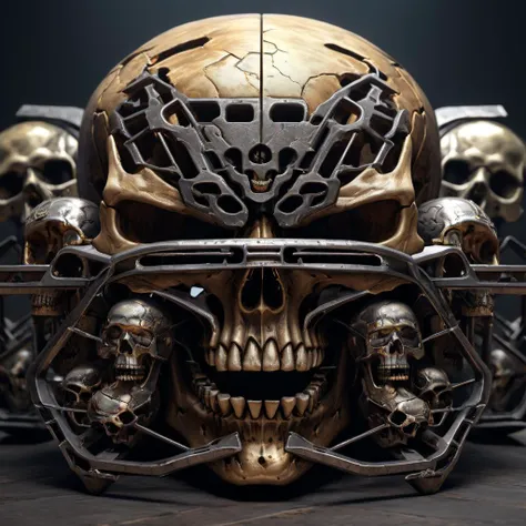 ((best quality)), ((masterpiece)), ((realistic,digital art)), (hyper detailed),DonMH311XL, skull, Conveyance, Grille Guard, Velvet, __properties/Visual-Appearance__, Coarse Grain,, octane rendering, raytracing, volumetric lighting, Backlit,Rim Lighting, 8K, HDR, <lora:HellAI_XL-000011:0.8>