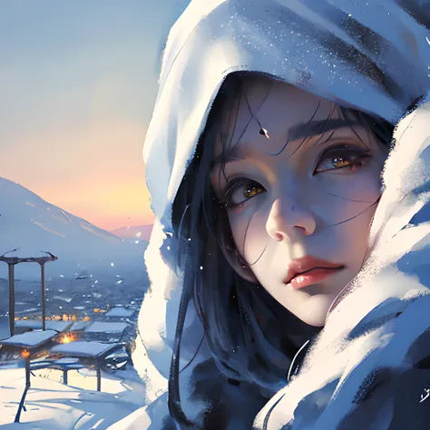 wlop,dalcefo,realistic,painting,fine detailed face,((winter)), cinematic light,  <lora:wlopStyleLora_30Epochs:0.8>,