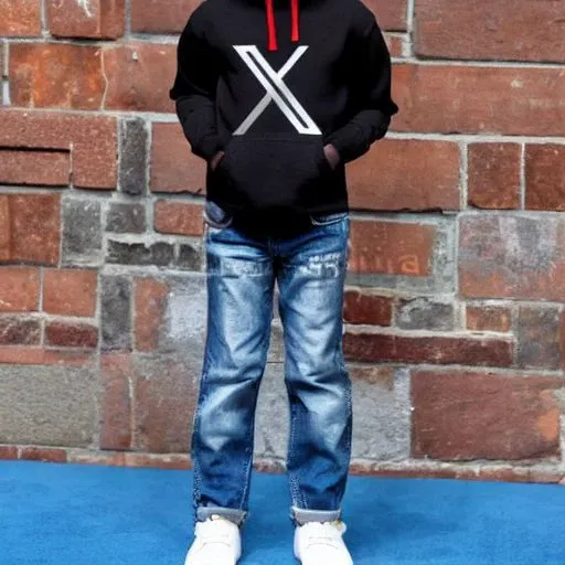 masterpiece, best quality, 1boy, hoodie, black hoodie, upper body, red bandana on the head, smile, IncrsX, <lora:TwitterXShirt:1> blue pants, sneakers