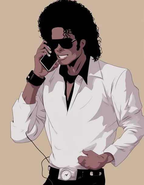 corporate_design michael jackson with a phone <lora:Flat_Corporate_Style-000008:1>