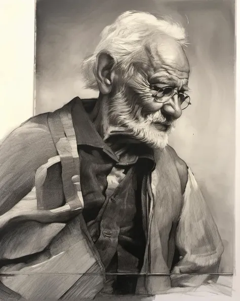 portrait of old man,  high quality, action pose, clear focus, medium body shot
<lora:jhs_lora_charcoal style-000001:.79>