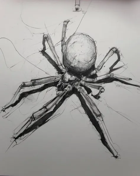 drawing of spider, (perspective lines :1.1) (cube:1.2), high quality, action pose, clear focus, medium body shot
<lora:jhs_lora_charcoal style-000001:.69>