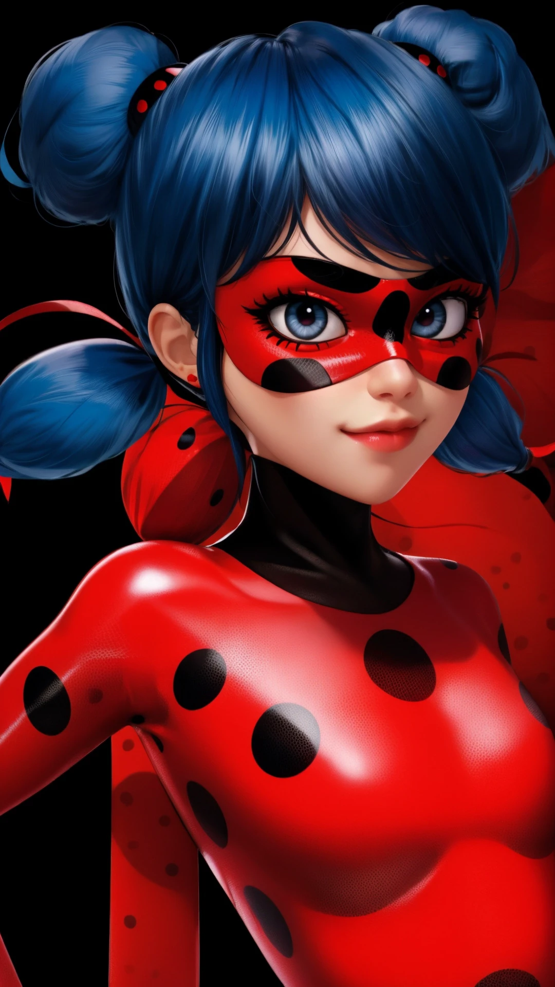 ladybug,polka dots outfit and mask,twintails,upper body,shiny,skin tight,
<lora:ladybug:0.8>,detailed,