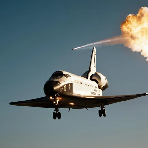 cinematic film still of <lora:James Bond 007 style:0.9> detailed sharp image of
a space shuttle is flying through the air,military,no humans,scenery,smoke,science fiction,aircraft,military vehicle,vehicle focus,lights , dramatic light, dramatic shadow light, contrast, cinematic color, cinematic look, filmic, realistic, realism, perfection, perfect, Kodak, Kodak film, still, spy film, action themed, espionage, James Bond style, James Bond film style, 007 style, 007 film style, shallow depth of field, vignette, highly detailed, high budget, bokeh, cinemascope, moody, epic, gorgeous, film grain, grainy