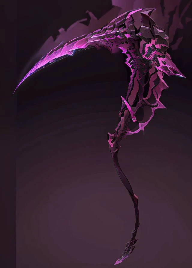 Game Icon Institute,game icon,game icon,(neon-pink sickle made of gem00d|AetherPunkA),(<lora:GameIconResearch_Scythe_Lora:1>),wide perspective,reasonable structure,glossy,glowing,8k,HD,perfect work (masterpiece, top quality, best quality, official art, beautiful and aesthetic:1.2),(8K, best quality, masterpiece:1.2),<lora:gem00d-000009:0.2>,(<lora:AetherPunkAI:0.2> I),