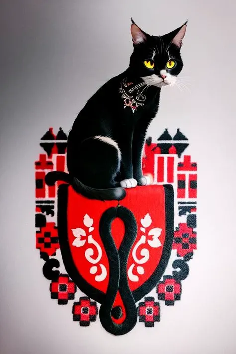 ukrtattoo cat tattoo vyshyvanka <lora:ukrtattoo:1>