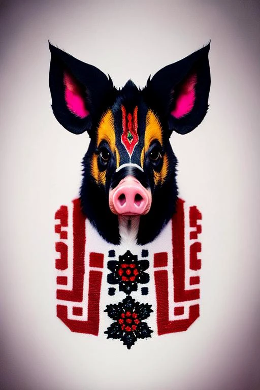 ukrtattoo pig tattoo, vyshyvanka <lora:ukrtattoo:1>