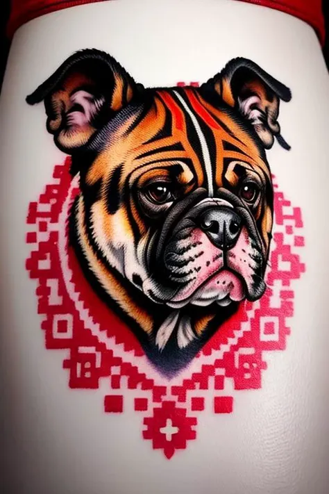 ukrtattoo bulldog tattoo vyshyvanka <lora:ukrtattoo:1>