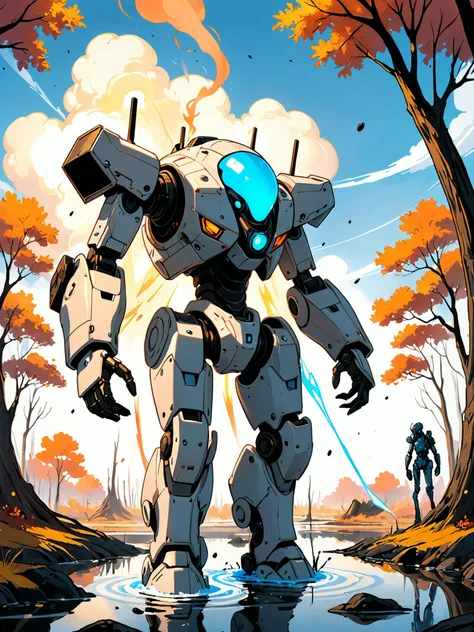 (Alex Pardee1.4), (Film still cinematic photography, tilt angle, bokeh, perfect composition, f 1.8, 44mm:1.1), (hyperdetailed forest, autumn theme:1.0), (archaic military mech walking in a swamp, ripples of water move, biomechanical man and a mech:1.3), (turning pose, change pose each time:1.1), (smoking heap of a spaceship collision in the background:1.1), (natural aura, light blue aura, black aura:1.2), (sunset), (in the style of (Brian Despain:1.0) and (Iwan Baan:1.6) and (Sam Kieth:1.7)),
<lora:RMSDXL_Creative:0.9> <lora:epi_noiseoffset2:0.3> <lora:lowkey_v1.1:0.8> HyperSmoke, sunny background, blue background, intimate theme, afterglow, (Bad_pictures:1.0), <lora:InkArtXL_1.2:1>