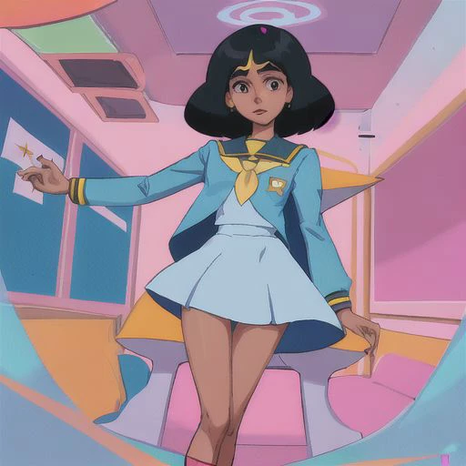connie maheswaran de steven universe con uniforme escolar enseando su ropa interior color y abriendo ambas piernas con medias negras