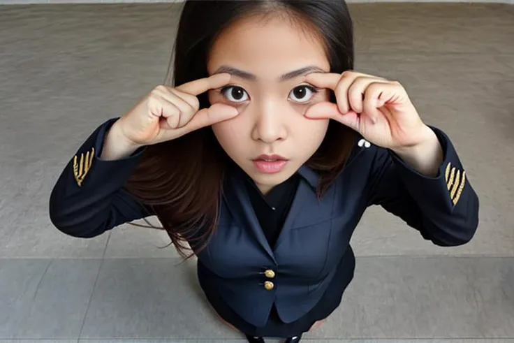 stayawake, fingers to keep eyes open, masterpiece, best quality, female, (beautiful hands), beautiful fingers, <lora:StayAwake_v2:0.91>, student uniform, black shoes