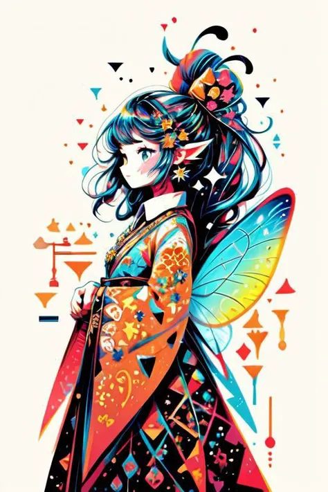 A cute fairy, infographic, aurora borealis, magical bubbles, vivid colors, intricate details, intricate design, fireworks, color splash, masterpiece, high quality, ultra detailed, OverallDetail, embossed, drop shadow, best quality,