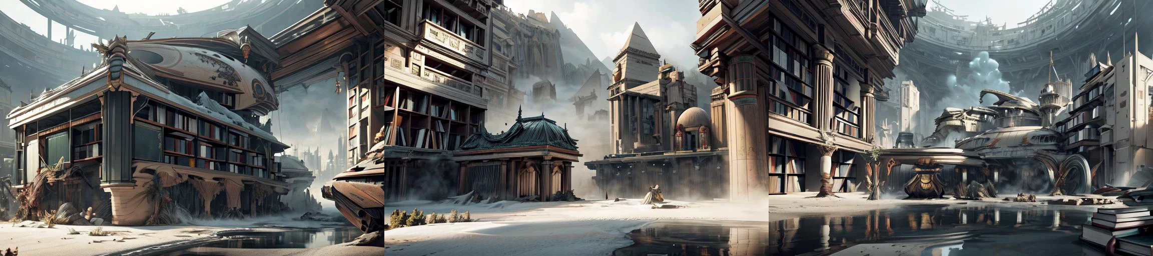 (otherworldly, otherworldly atmosphere, otherworldly appearance), highly insanely detailed, masterpiece, top quality, best quality, highres, 4k, 8k, RAW photo, ((ancient egyptian theme:1.2)), Hong Kong structure, structure, 
(mystical theme), mystical gatmosphere, arcane sanctuaries, otherwordly aura, 
(long_hair, long hair, random colors hair, glowing hair, hair over one eye, long messy hair), 
(eyelashes, eyeliner, eyeshadow, eyelashes, long eyelashes), 
collar, earrings, jewelry, necklace, armlet, 
tentacle, (underwater), nsfw, 
Homestay, Resort, (Guest House:1.1), 
building, structure, swirling energy, 
action pose, 
drunk, 
high-heels, 
reflection, reflective floor, 
shawl, 
abandoned building, shopping mall, overgrown with vegetation, [volumetric fog], cinematic lighting, colorfu, 
belly bottom, erotic lingerie, 
((dune)), steep, sandhills, 
<lora:BooksWorld:1>, (BooksWorld:1.3)   1girl (bikini books:1.2), (fantasy world)