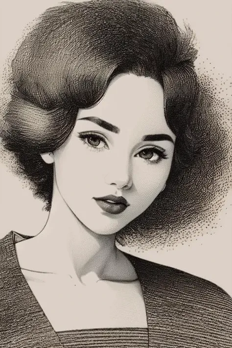 <lora:envybetterhandsLocon_alpha3:1>,  <lora:bwpointillism_1:.7>, pointillism,  <lora:OskarssonsLinesAndDots:.3>, OskarssonsLinesAndDots, a young woman looking fine, lineart, drawing