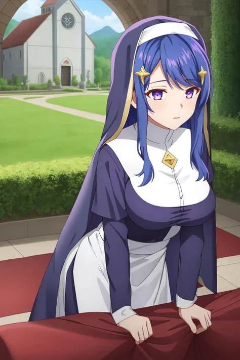 nsfw , Mitsurugi Meiya , (((highres official art))) , (((muv-luv alternative))) , (((1girl))) , blue hair , blue eyes , high ponytail , blush , shy , squatting girl, spread legs, after sex, pussy, cum drip, cum in pussy, sweat, outdoor