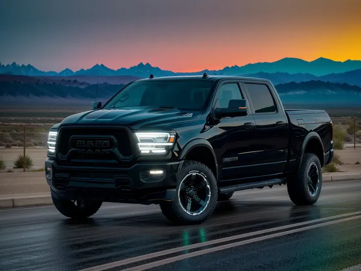 diagonal view, a shiny black rmtruk , highway, at night, city, LEDs, lights, futuristic car, RTX reflections
<lora:RAMtruck1:0.9>