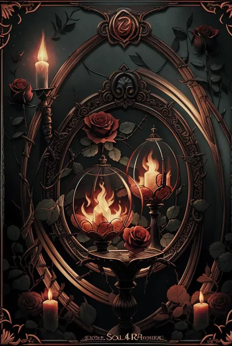 <lora:gwentCB01:0.7> gwentCB01_soul3142, frame, flame, blades, roses, intricate details, glass sphere
