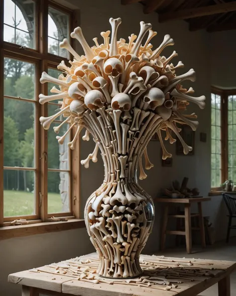 (stylized by Tony Cragg:1.1) , Sublime Elijah inside a Vase, inside a Farmhouse, shallow depth of field, Masterpiece, Action Painting, Ethereal Lighting, Fujicolor, <lora:ral-bnz:1> ral-bnz