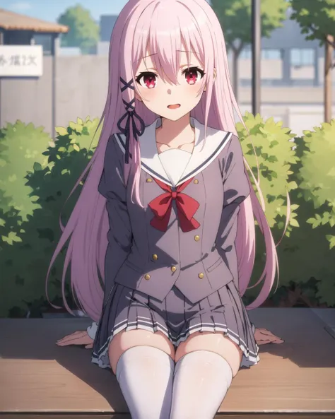 masterpiece, best quality, 1 girl, <lora:Kisara:0.5>, Kisara, school uniforms, white thighhighs,