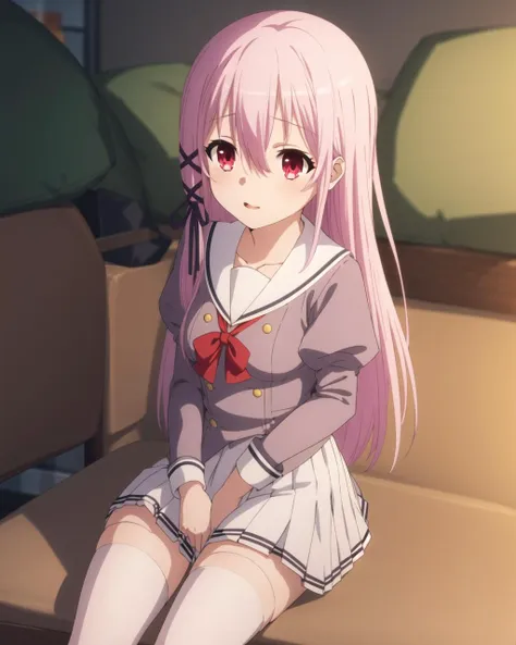 masterpiece, best quality, 1 girl, <lora:Kisara:0.7>, Kisara, school uniforms, white thighhighs,
