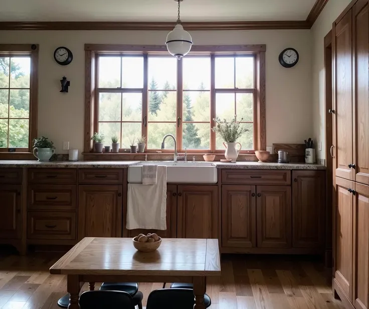 RAW photo, interior classic style, (high detailed skin:1.2), 8k uhd, dslr, soft lighting, high quality, film grain, Fujifilm XT3, texture high quality, no people, big livingroom, kitchen, dinning, 30 square meters